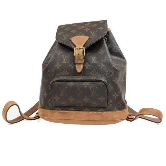 LOUIS VUITTON Montsouris MM Backpack Bag Monogram Leather Brown - Picture 1 of 16